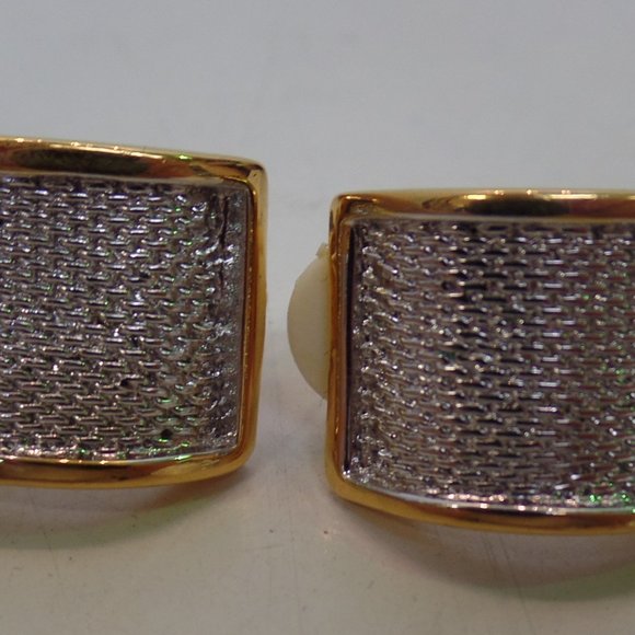 Vintage, Gold & Silvertone  Clip On Earrings by Premier USA. - Picture 5 of 12